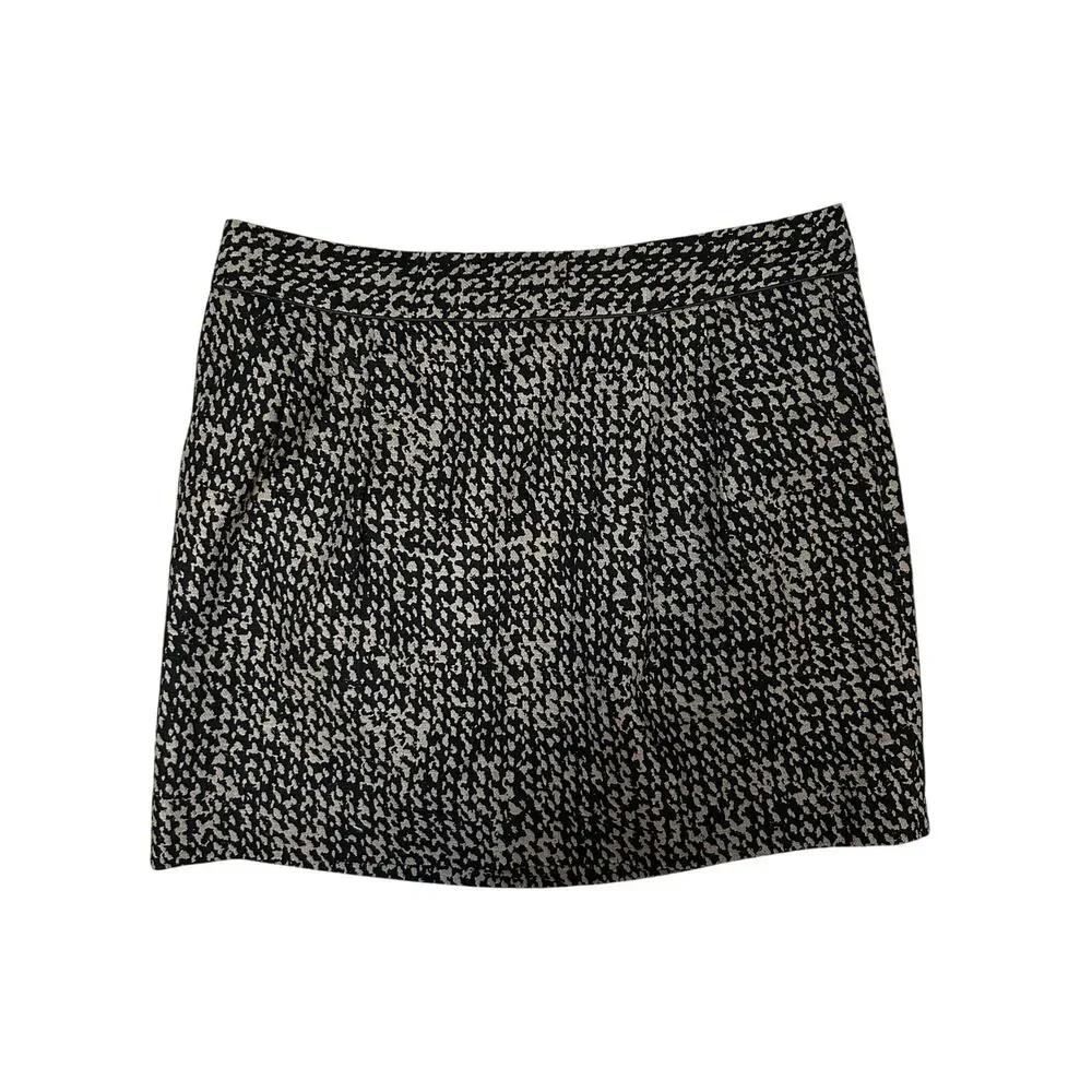 Gap Black Tan Patterned Mini Skirt With Pockets Size 8 Boho Preppy Artsy Cotton‎